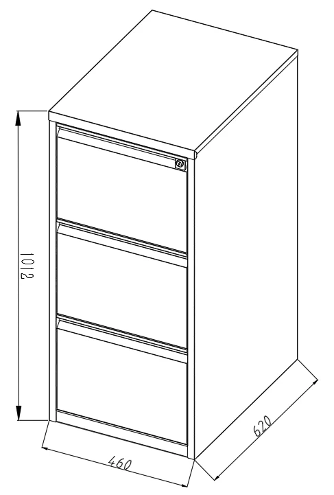 Archivador Metalico  3 Gabetas Ajustable A4/FC5 Anti-Inclinación Cerradura Central 1017X456x620mm - Image 2