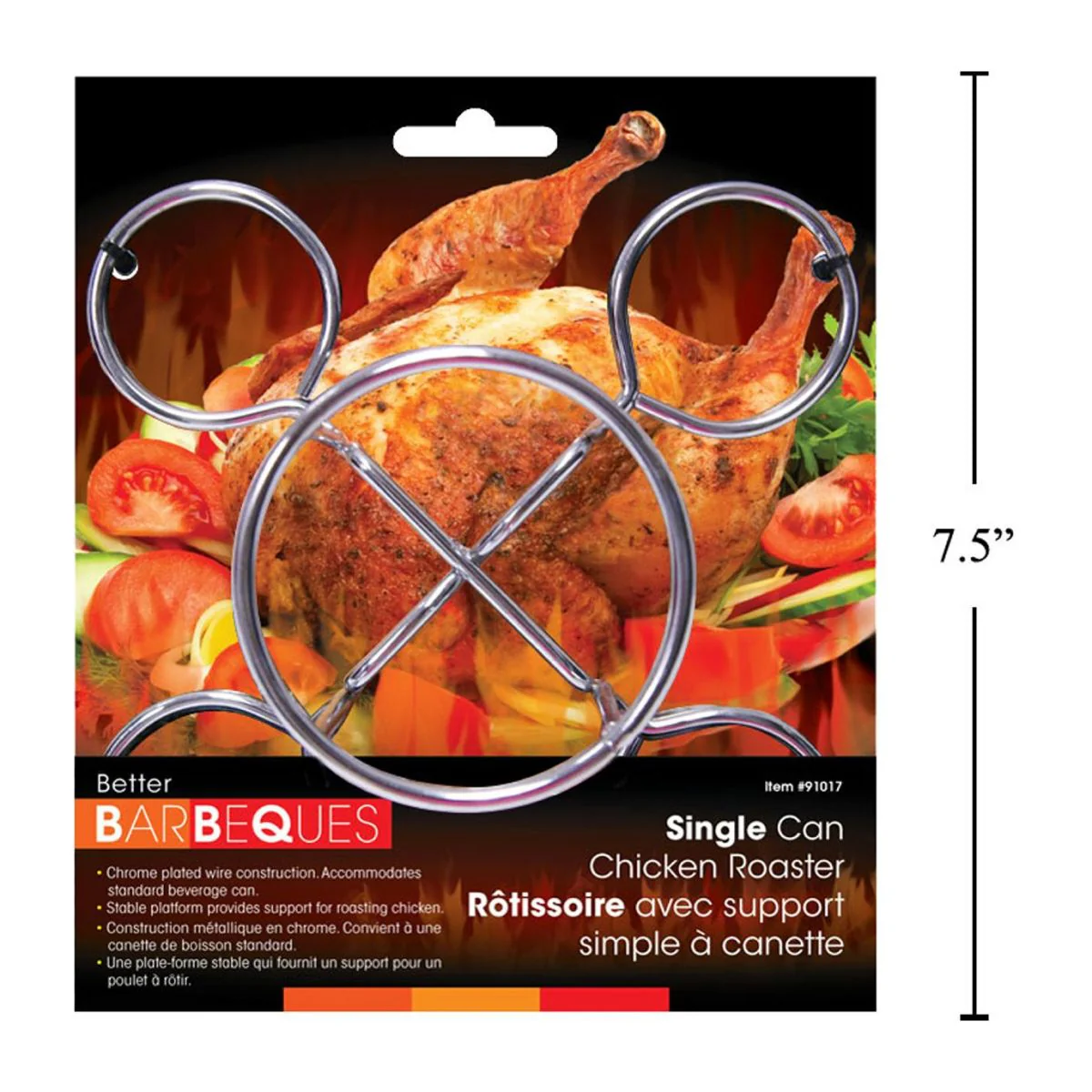 Asador De Pollo BBQ Individual, 7.5 "W, Cromado - Image 2