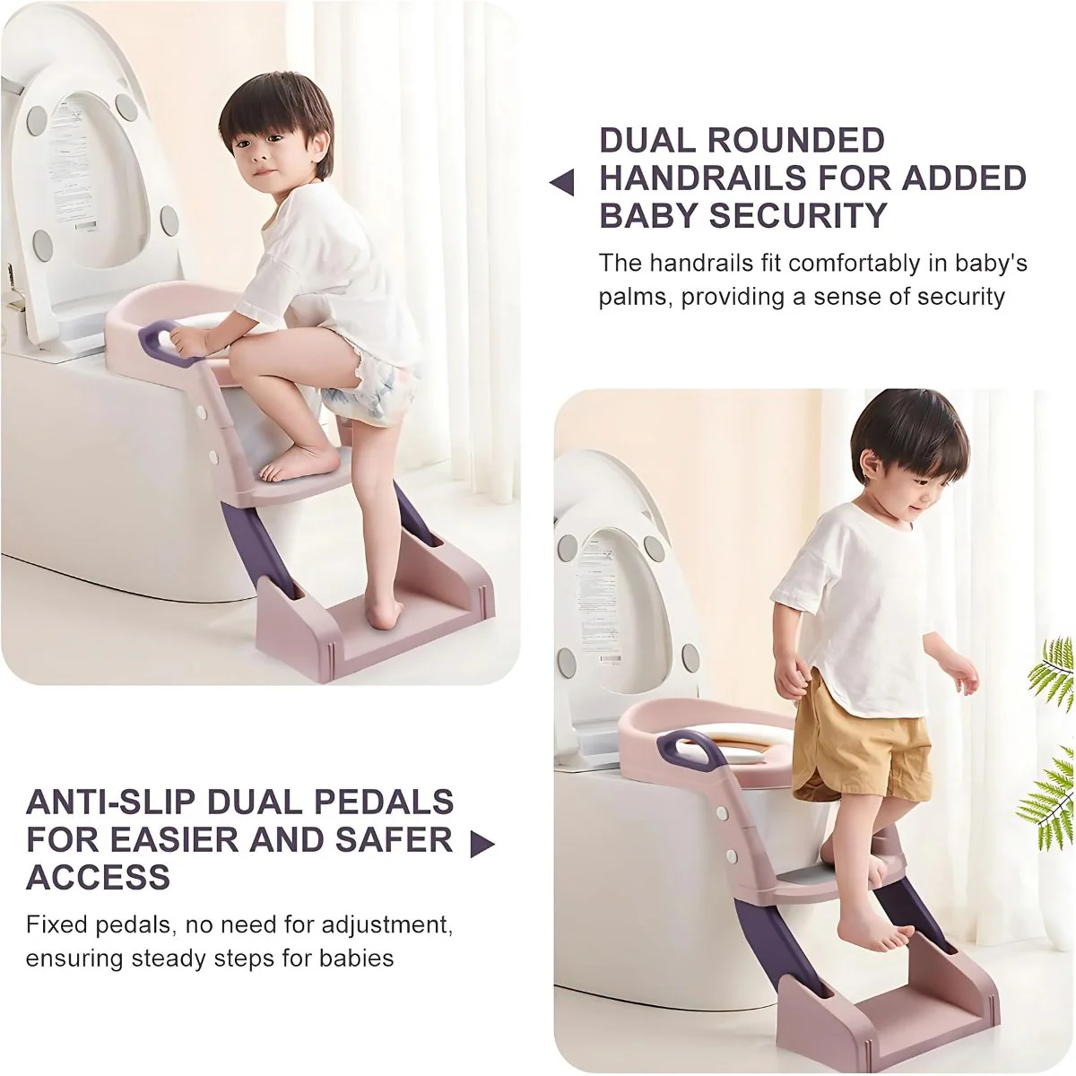 Asiento Escalera De Entrenamiento Silla De Inodoro Para Niños. (2 En 1) Escalera Infantil Potty Trainer. Escalerita Para Bebe. Color Rosado. - Image 5