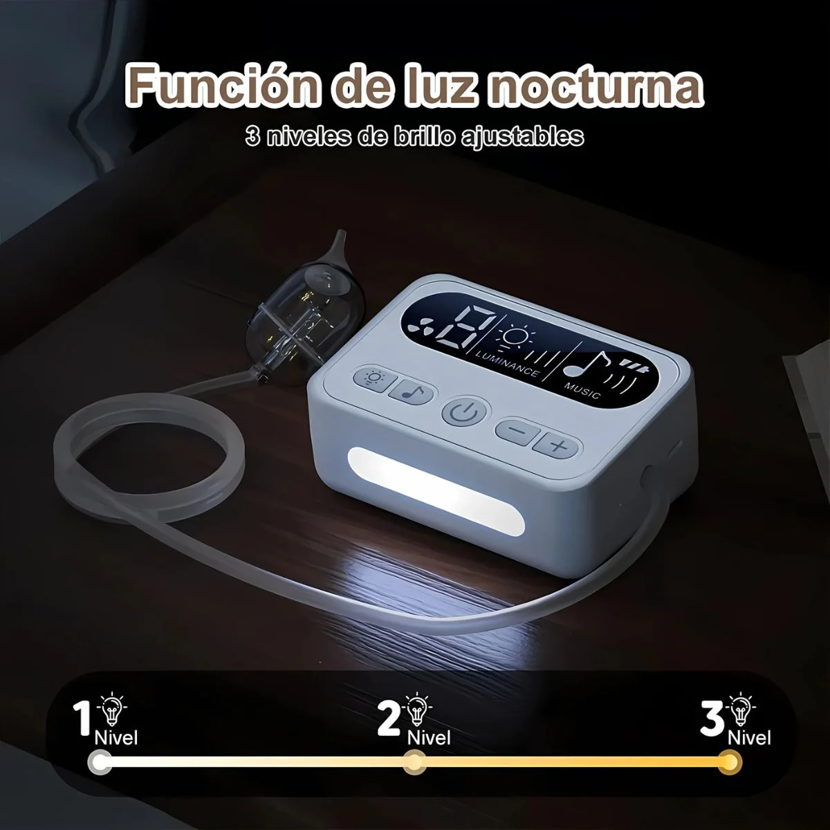 Aspirador Nasal Eléctrico Para Bebés Y Niños. Succiona Mocos Con Luz Nocturna Y Música (9 Niveles De Intensidad). De Bateria Recargable Con USB C - Image 4