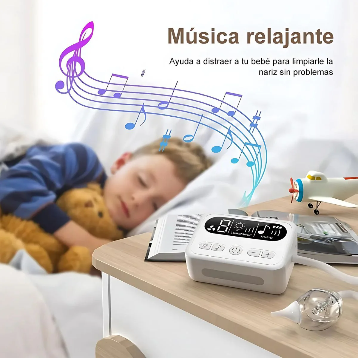 Aspirador Nasal Eléctrico Para Bebés Y Niños. Succiona Mocos Con Luz Nocturna Y Música (9 Niveles De Intensidad). De Bateria Recargable Con USB C - Image 5