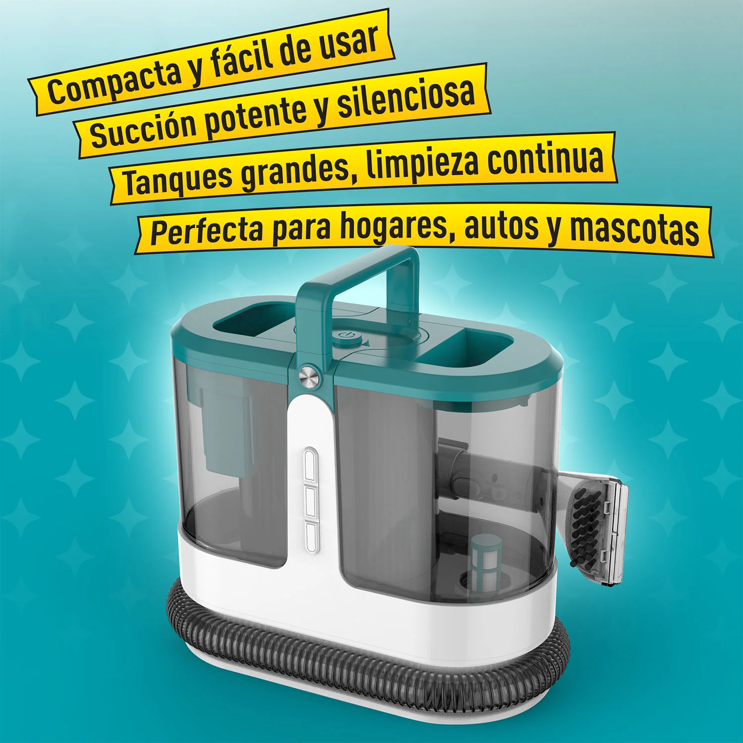 Aspiradora De Agua Spot Cleaner Limpieza De Alfombras Y Tapicería. Portátil,  500W, 120 V, 60 Hz, 1.8 L, Poder De Succión 13 Kpa. Incluye Dos Escobillas. Quita Manchas - Image 4
