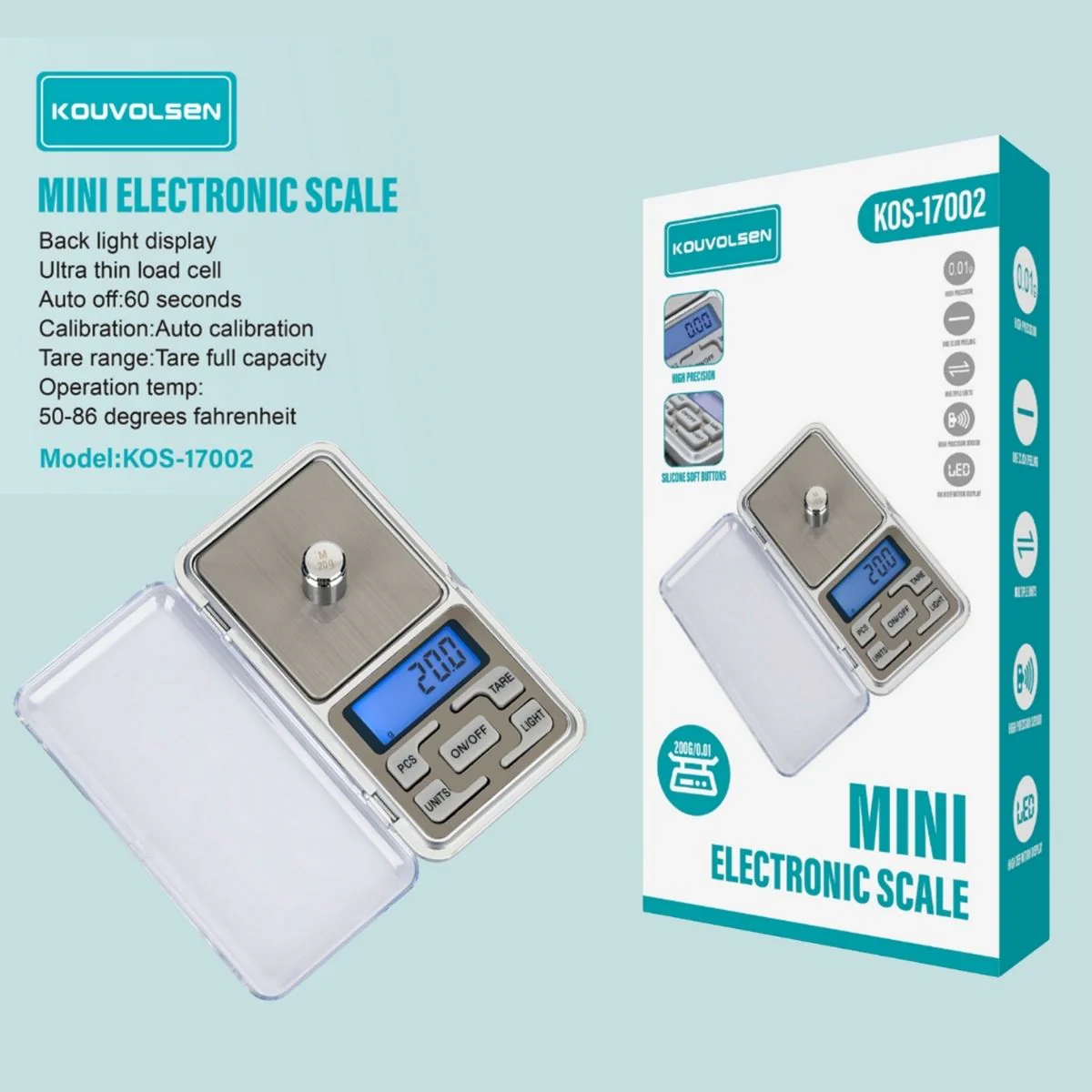 Balanza Digital De Precisión 200G X 0.01G. Pesa Báscula Electrónica Portátil Con Pantalla LCD Y Tara.