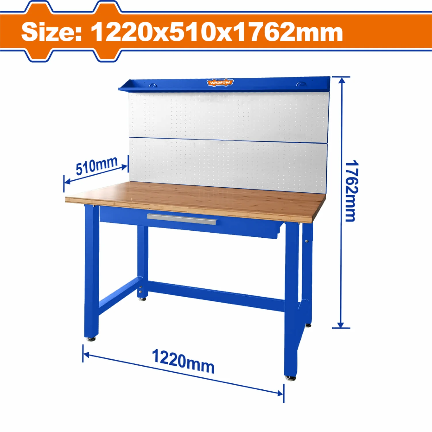Mesa De Trabajo Banco De Trabajo Cajon Y Encimera Con Separadores. Marco De Acero Madera 1220 X 510 X 1762Mm. Meson Banco De Herramientas.