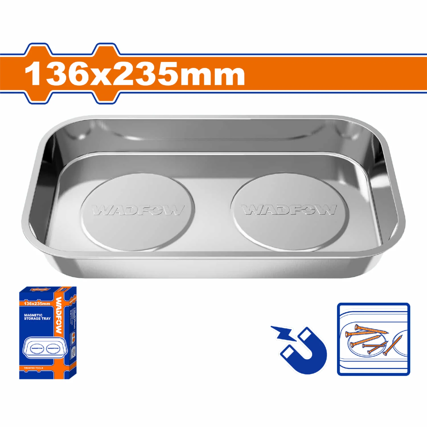 Bandeja De Almacenamiento Magnético 136X235mm. Ideal Para Tornillos Y Tuercas. Acero Inoxidable.