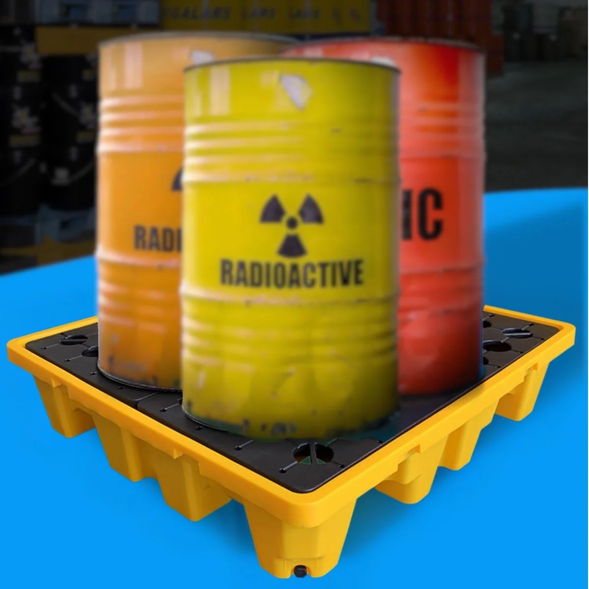Bandeja De Contención Antiderrames De HDPE Para 4 Tanques 51.2X51.2"X11.8" (Cap 68 Gal). Plataforma De Almacenamiento De Pintura Apilable Para Tambores Y Cubos. - Image 5