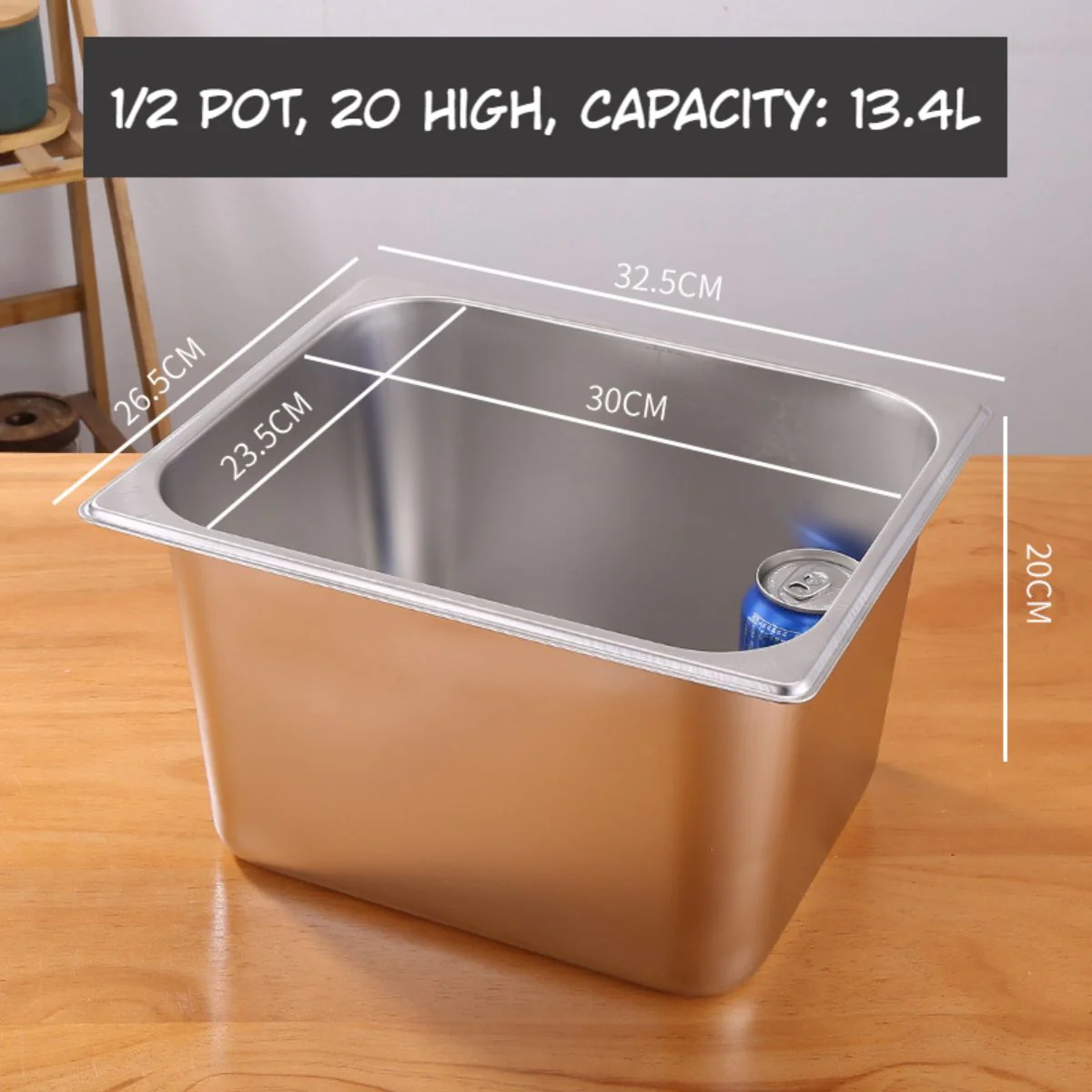 Bandejas GN 1/2 De Acero Inoxidable 13.4L. (32.5X26.5X20cm) Para Buffet Hoteles Restaurantes Catering. (No Incluye Tapa) Gastronorm