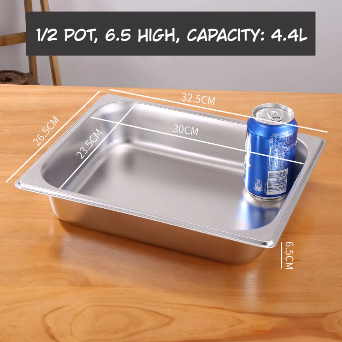 Bandejas GN 1/2 De Acero Inoxidable 4.4L. (32.5X 26.5X6.5Cm) Para Buffet Hoteles Restaurantes Catering. (No Incluye Tapa) Gastronorm