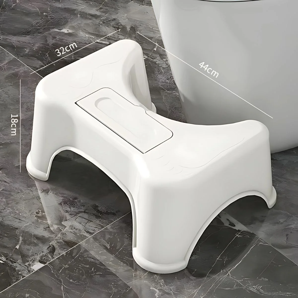 Banquito Para Inodoro Con Ranura Porta Celular. Taburete Ergonómico De Plástico Para El Baño. Escabel Antideslizante 44X32x18 Cm Color Blanco. - Image 4