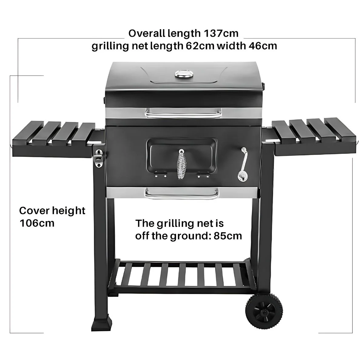 Barbacoa A Carbón Asador. Parrillera Multifuncional: BBQ, Asador Y Ahumador Compacto De Acero Inoxidable. Termómetro Integrado. - Image 4