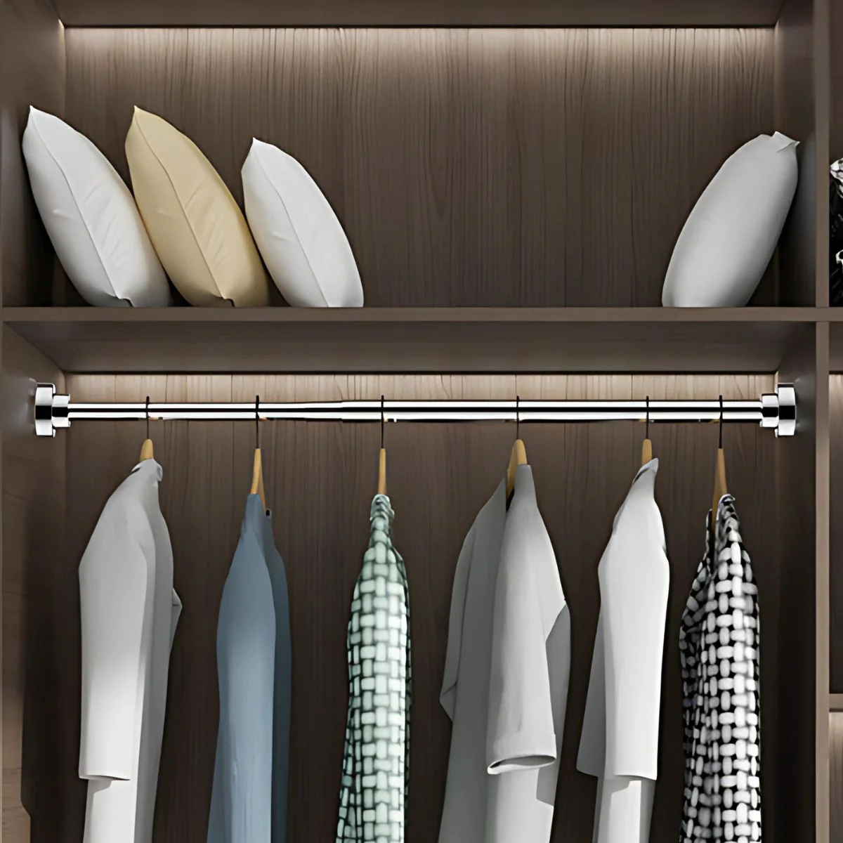 Barra Ajustable Para Cortinas , Closets Y Duchas De Acero Inoxidable. Barra Extensible. Sin Perforaciones. Ajustable 105-170Cm. Se Adapta A Cualquier Pared. - Image 4