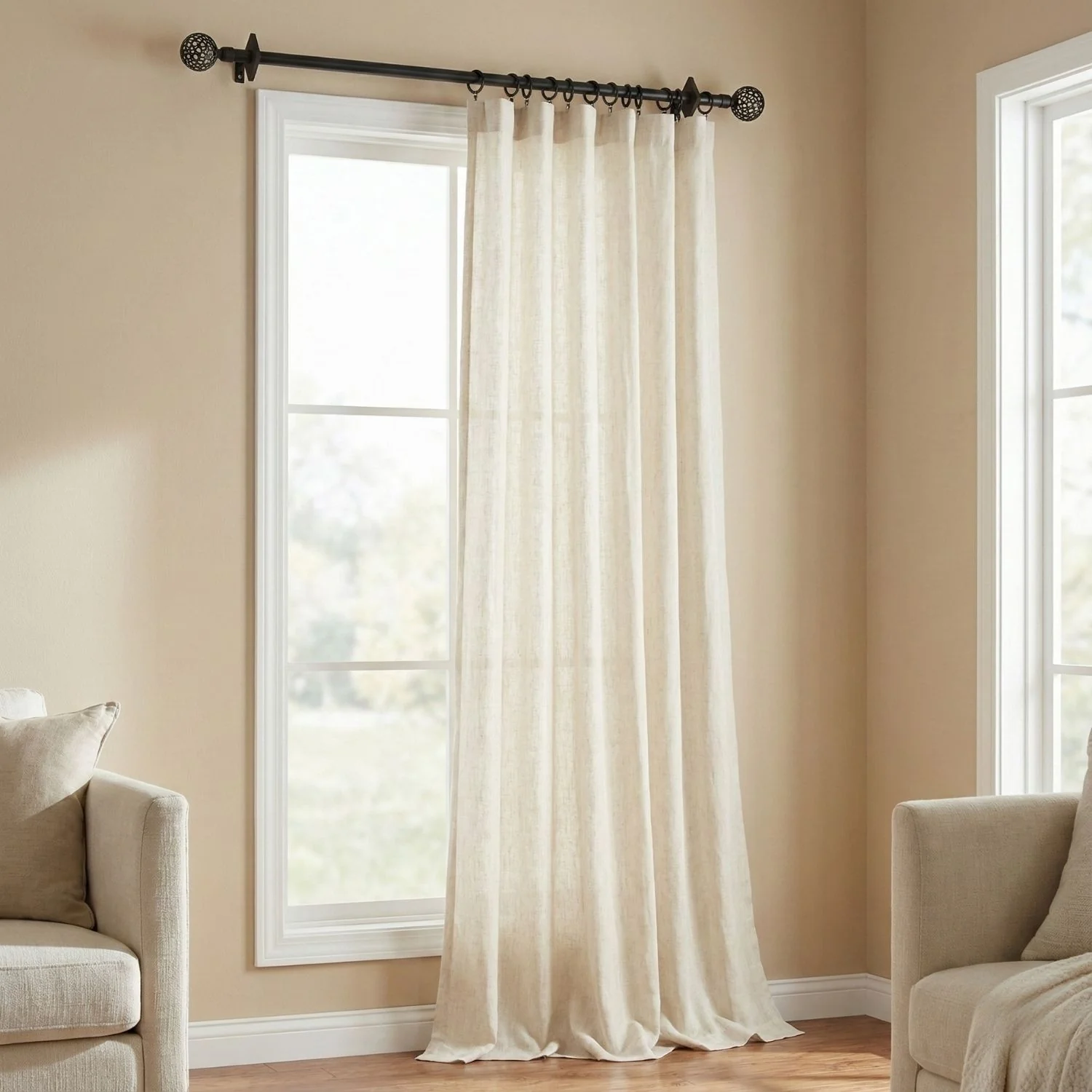 Barra Tubo Ajustable Para Cortinas. Barra Extensible. Color Negro 70-120Cm.