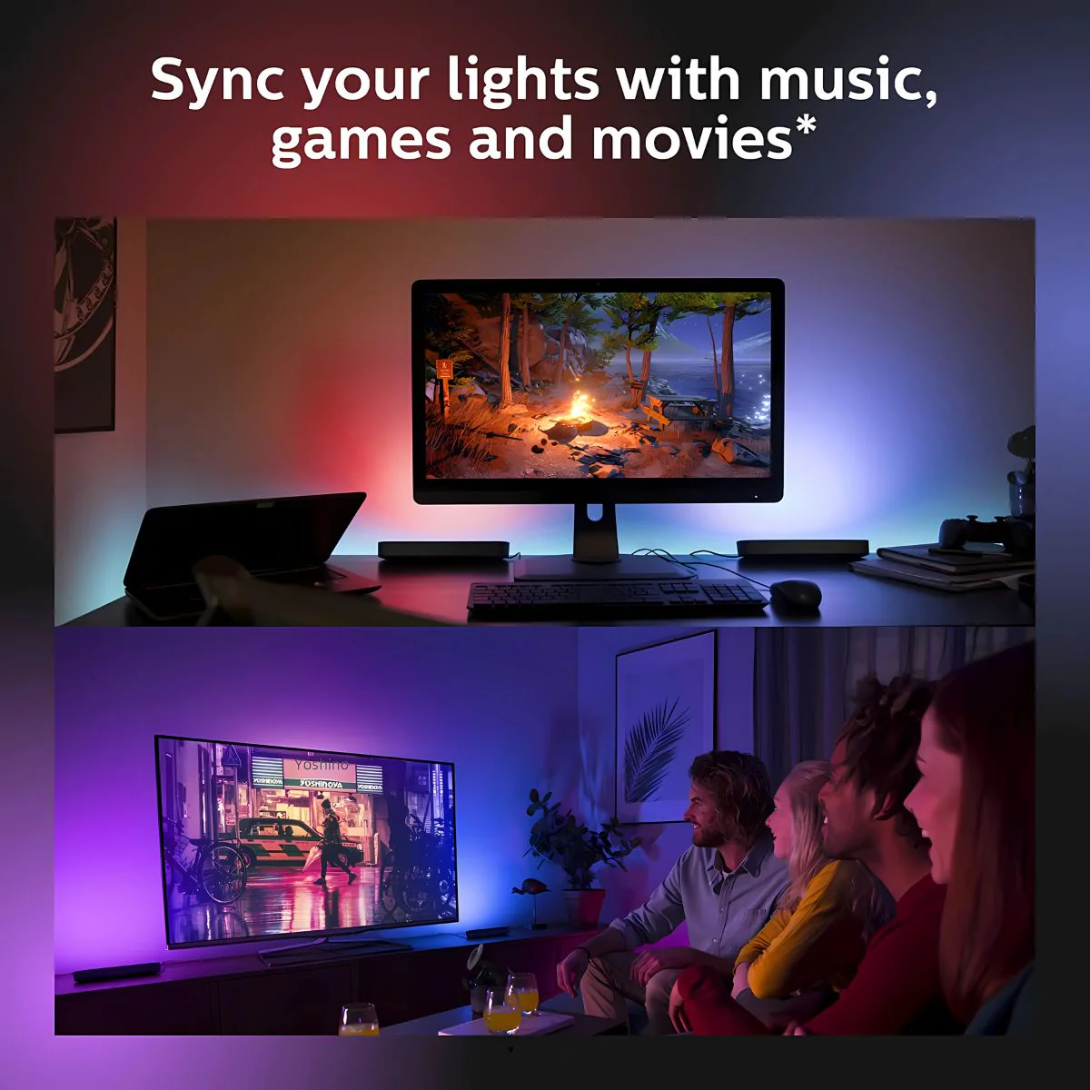 Barras LED RGB Con Modo Música Y Control Remoto (Pack De 2 Unds). Luces LED De Ambientación De 10X1.5” (26X4cm) Iluminación LED Decorativa - Image 4
