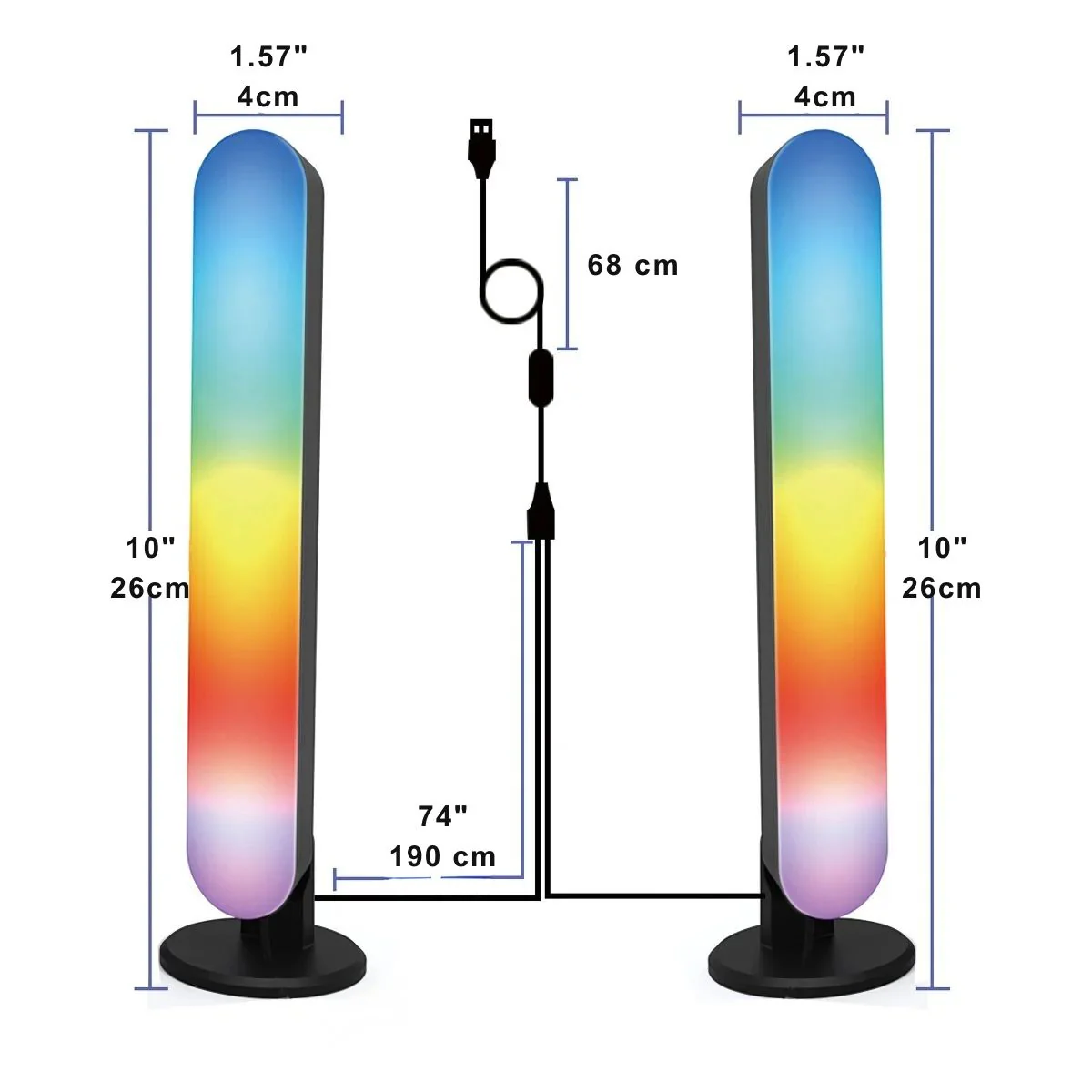 Barras LED RGB Con Modo Música Y Control Remoto (Pack De 2 Unds). Luces LED De Ambientación De 10X1.5” (26X4cm) Iluminación LED Decorativa - Image 6