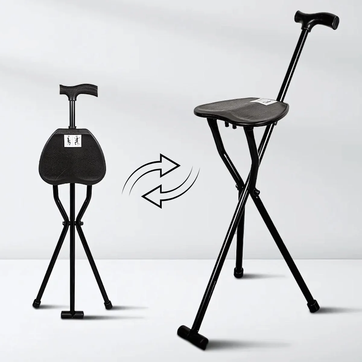 Bastón Asiento 2 En 1. Bastón De Apoyo Convertible En Silla Portátil. Ideal Para Adultos Mayores Y Caminatas Largas.