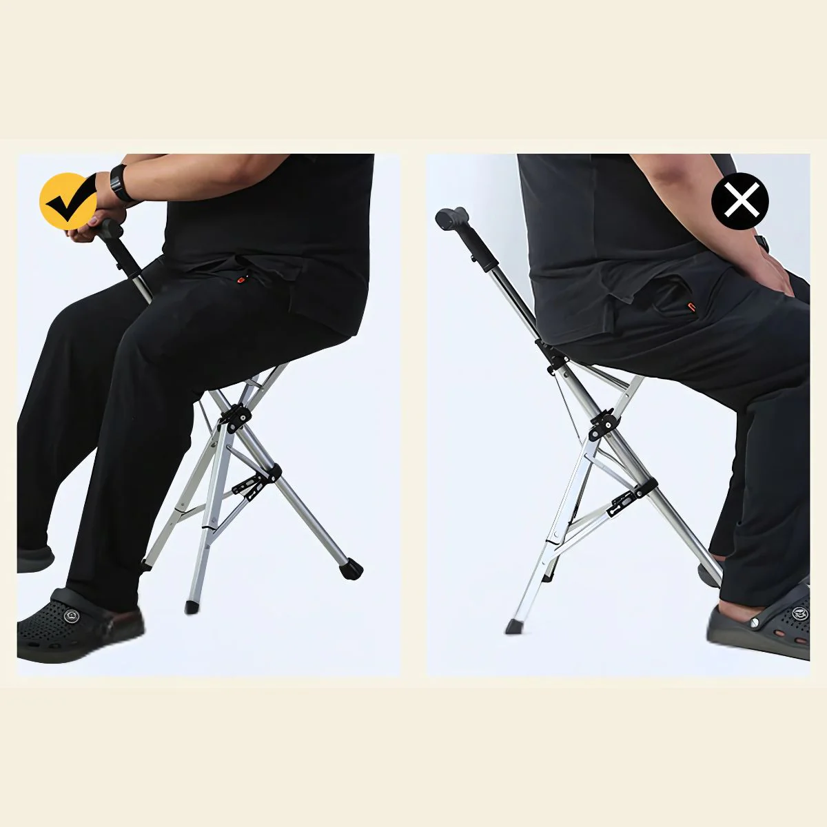 Bastón Asiento 2 En 1. Bastón De Apoyo Convertible En Silla Portátil. Ideal Para Ancianos Adultos Mayores. - Image 2