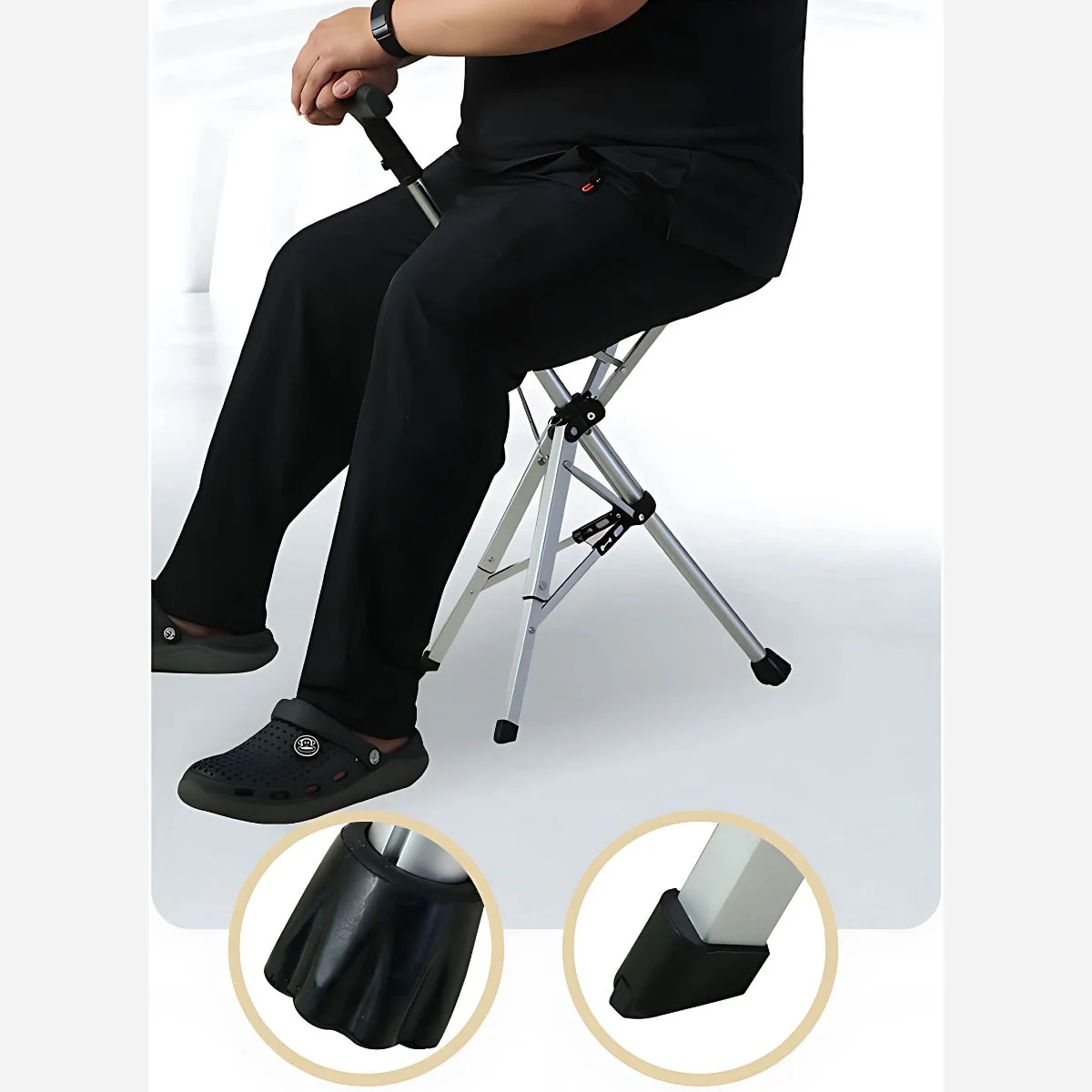 Bastón Asiento 2 En 1. Bastón De Apoyo Convertible En Silla Portátil. Ideal Para Ancianos Adultos Mayores. - Image 3