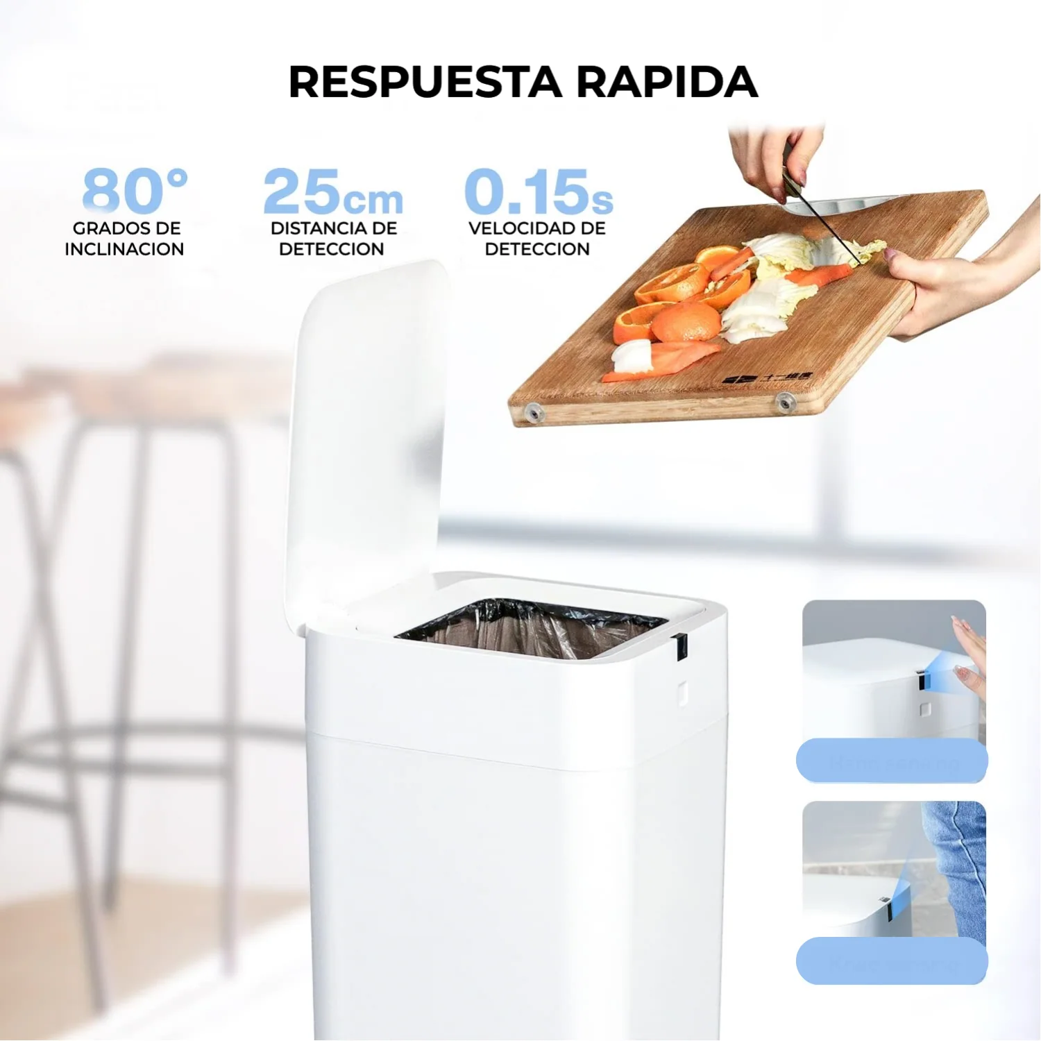 Basurero Inteligente Con Autosellado Y Cambiador De Bolsa Automático, Sensor De Movimiento Papelera Robotica Airdeer - Image 4