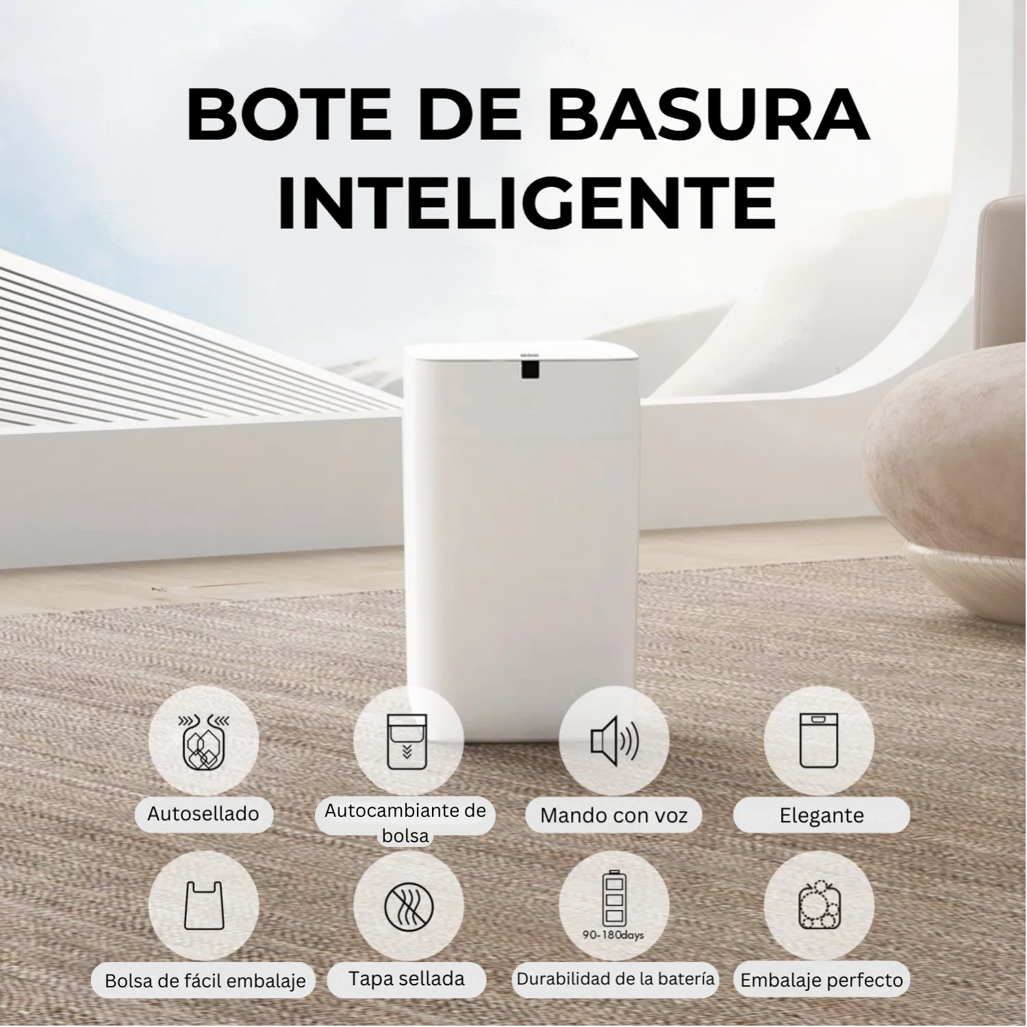 Basurero Inteligente Con Autosellado Y Cambiador De Bolsa Automático, Sensor De Movimiento Papelera Robotica Airdeer - Image 6
