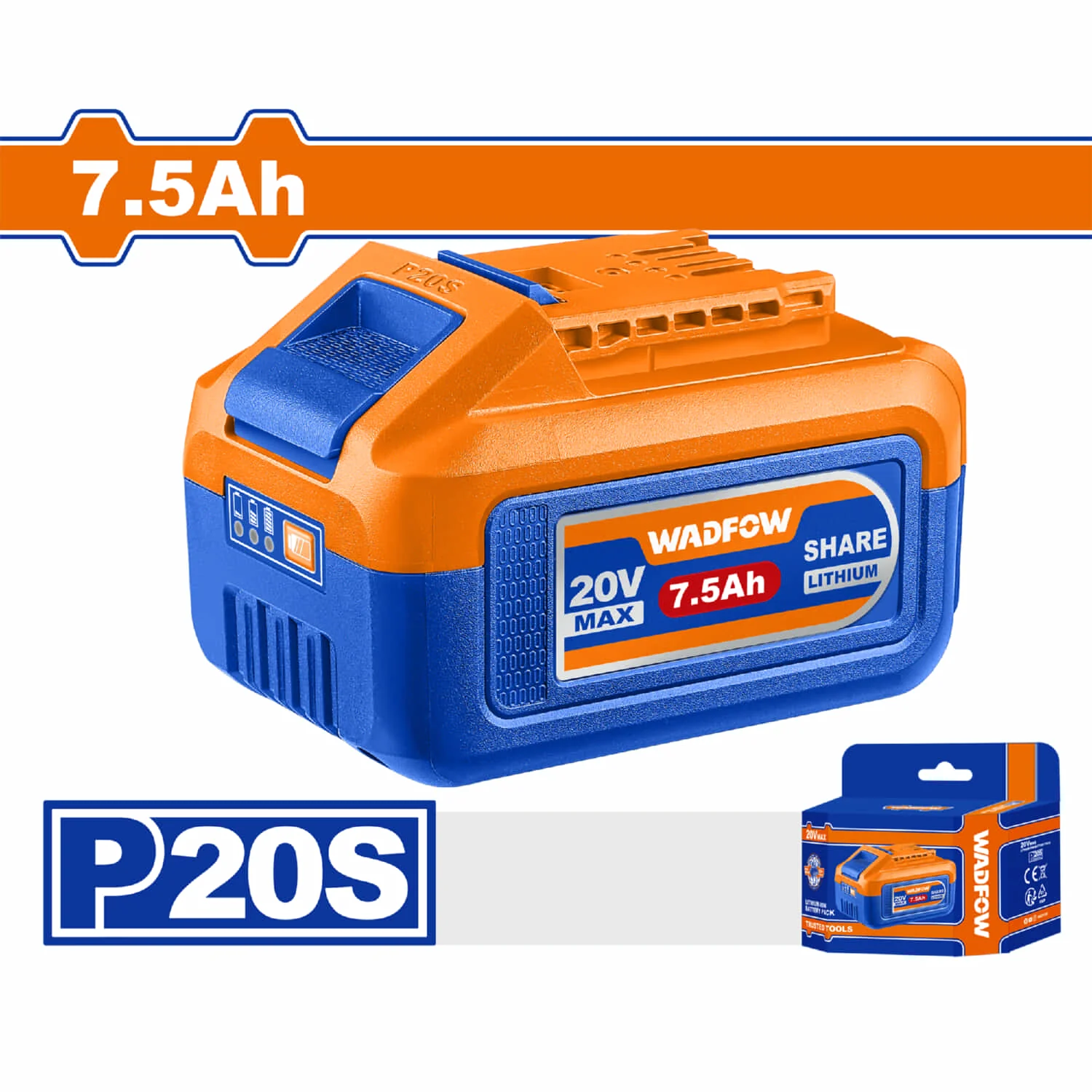 Batería 20V 7.5Ah Indicador LED Compatible Con Herramientas P20S