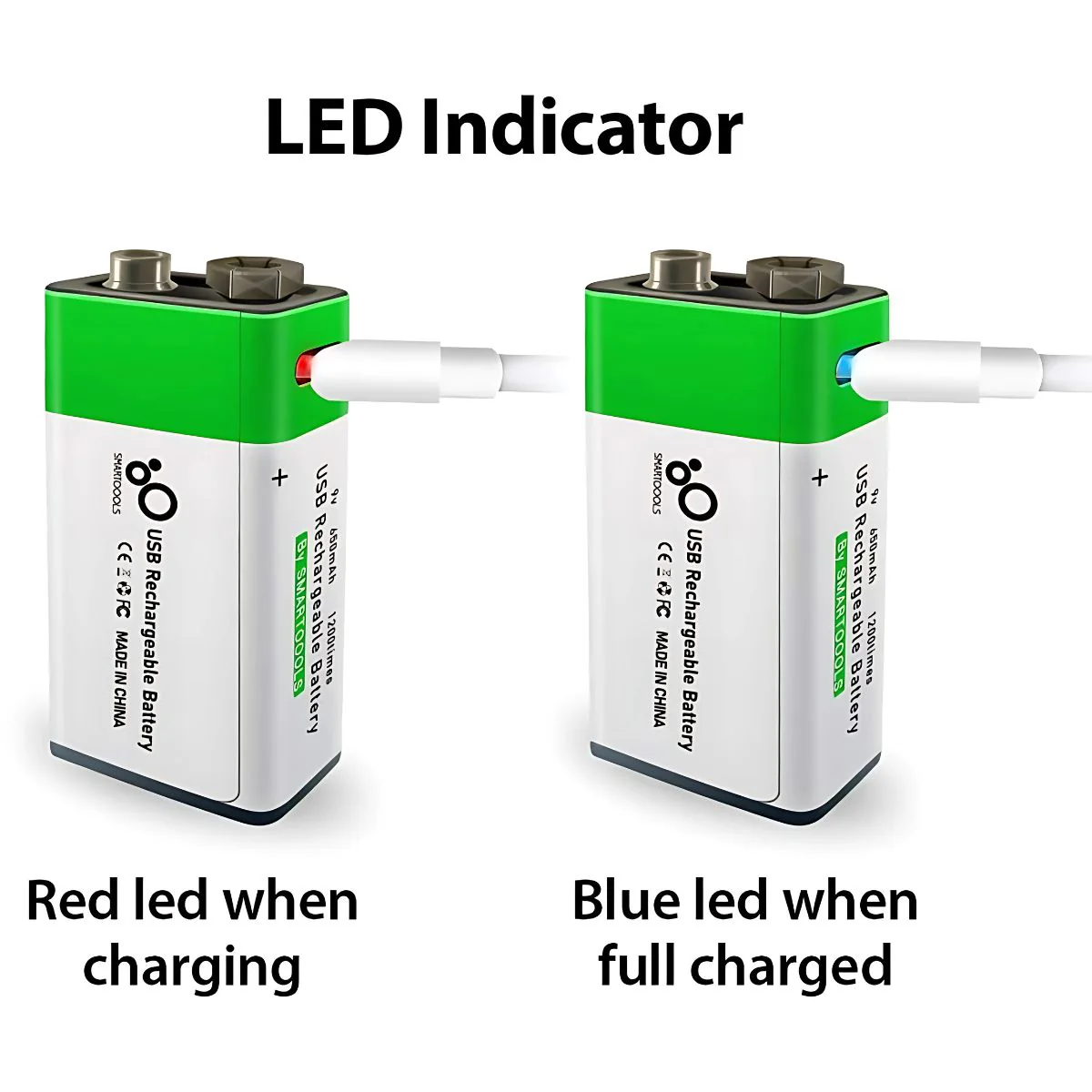 Baterías 9V Recargable Con Carga USB-C, 650Mah. Con 1200 Ciclos De Vida. (1 Unidad) - Image 3