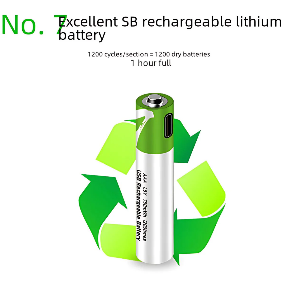 Baterías AAA Recargables Con Carga USB-C, 1.5V 750Mwh. Con 1200 Ciclos De Vida. (Pack De 2 Unidades) - Image 4