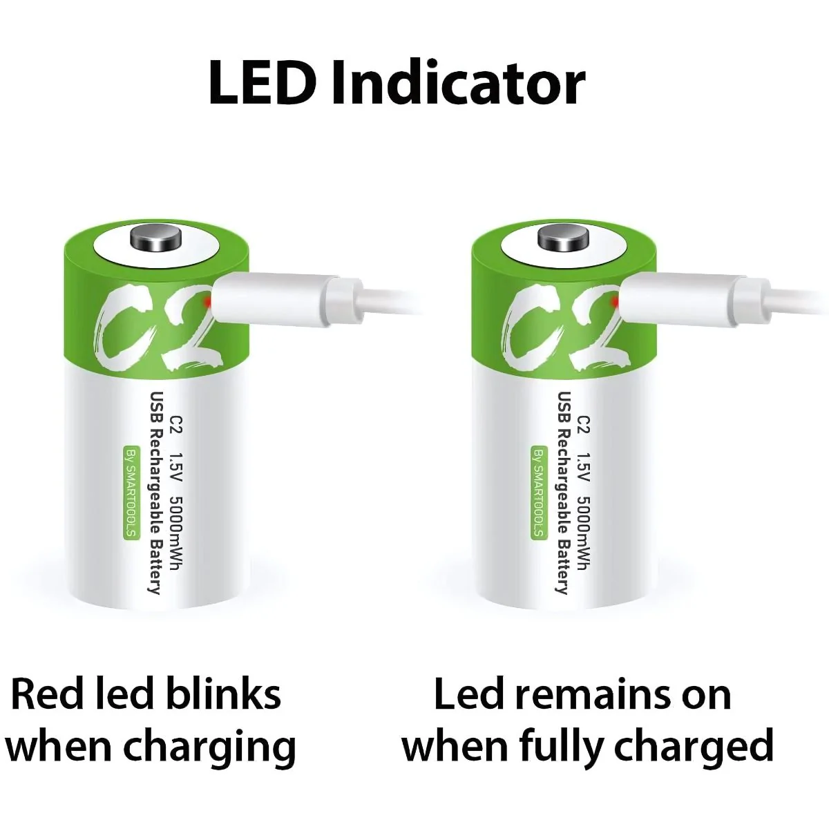 Baterías Tipo C Recargable Con Carga USB-C, 1.5V 5000Mwh. Con 1200 Ciclos De Vida. (1 Unidad) - Image 3