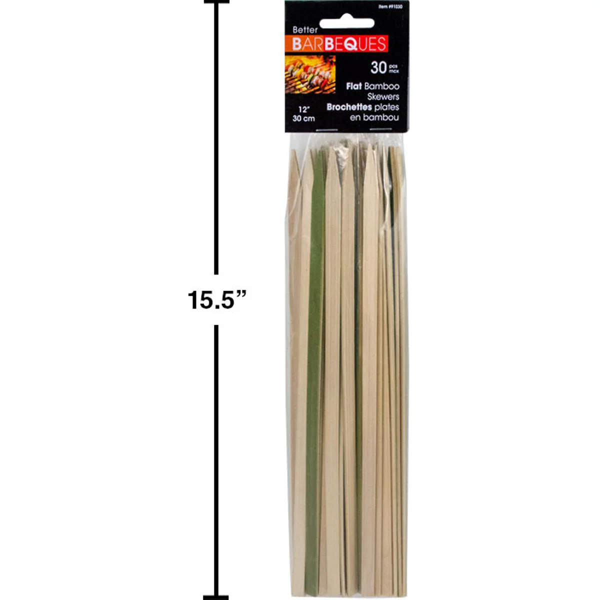 BBQ 30 Pinchos Planos De Bambú De 12 ", Bolsa De Polietileno Con Cabezal - Image 5