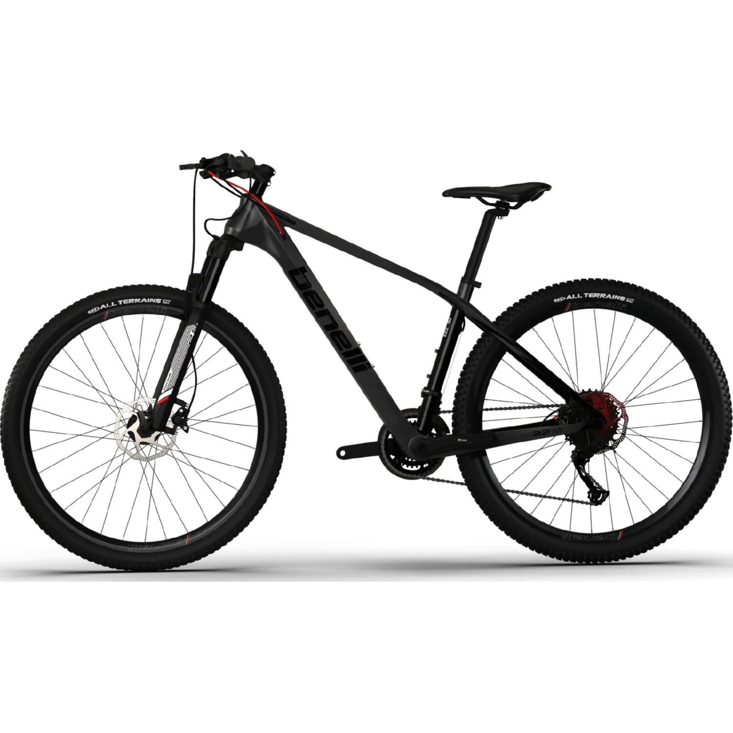 Bicicleta Montañera De Fibra De Carbono, Rin 29 MTB Benelli. Color Gris / Negro, Talla M - Image 4