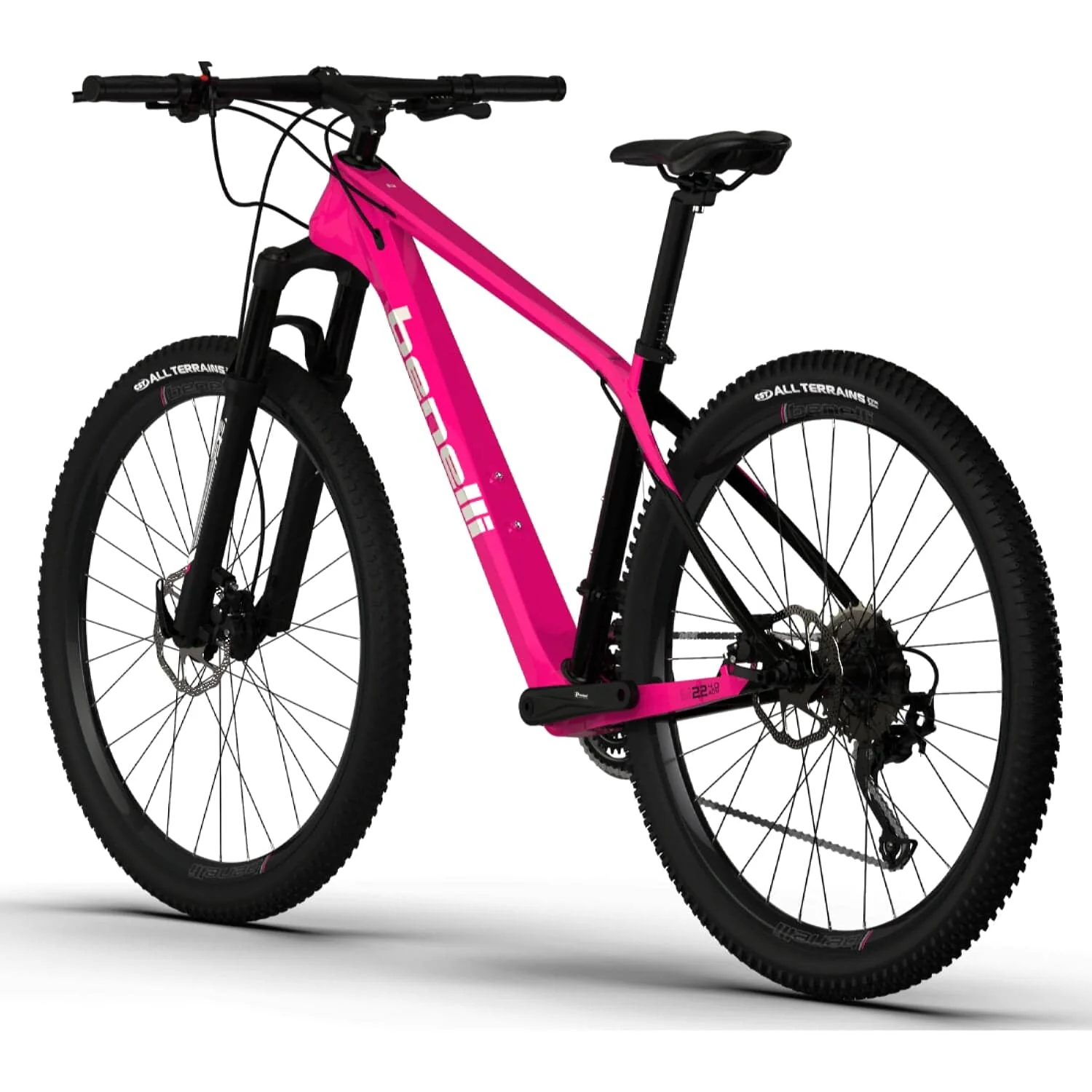 Bicicleta Montañera De Fibra De Carbono, Rin 29 MTB Benelli. Color Rosado / Blanco, Talla S - Image 2
