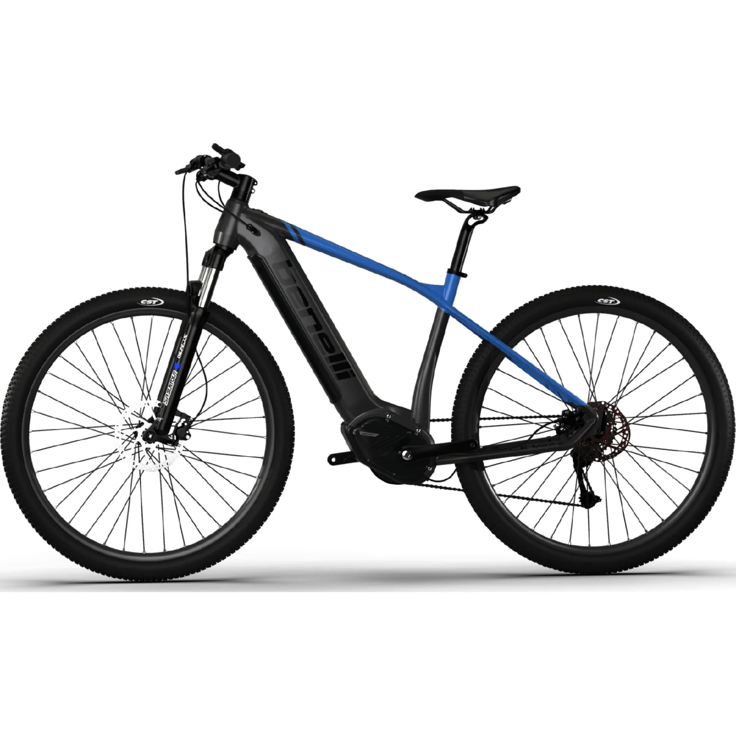 Bicicleta Montañera Eléctrica De Aluminio, Rin 29 MTB Benelli. Color Gris / Azul, Talla L - Image 4