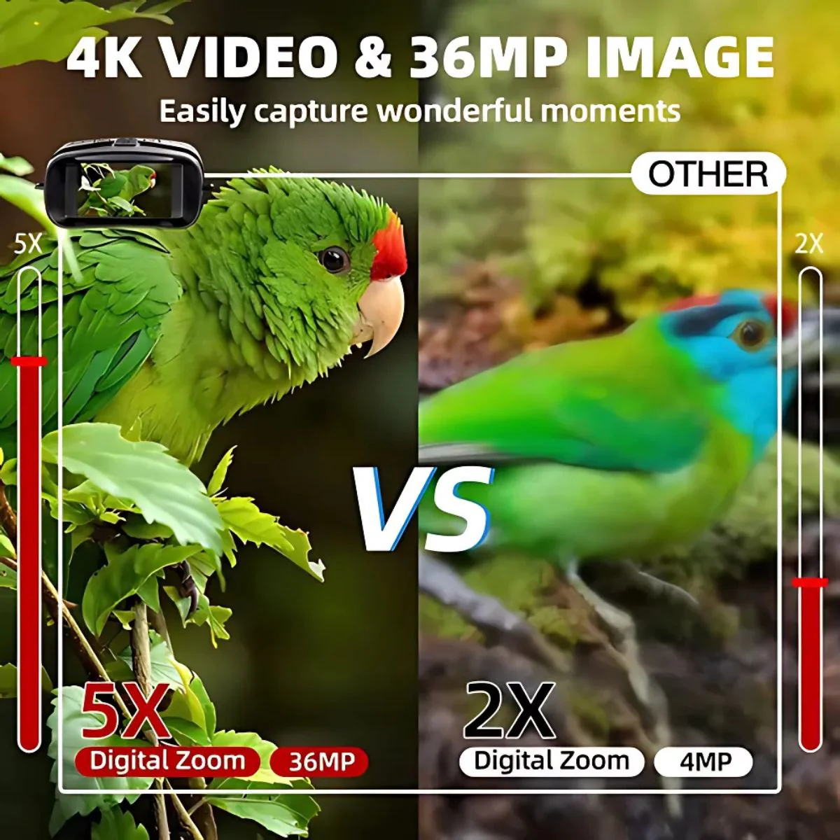 Binoculares De Visión Nocturna 4K Con Pantalla Grande De 3’’. Captura Fotos Y Videos. Incluye Memoria SD De 32GB - Image 3