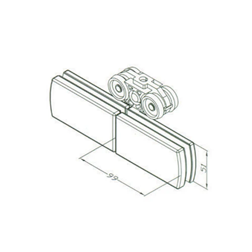 Bisagra Con Ruedas Sistema Plegable. Satinada Para Vidrios 10-12 Mm - Image 2