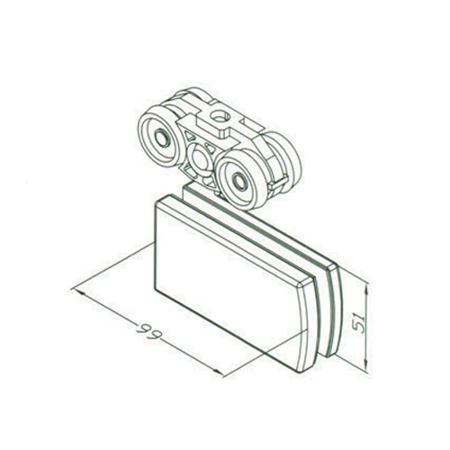 Bisagra Guia Con Ruedas Sistema Plegable. Satinada Para Vidrios 10-12 Mm - Image 2