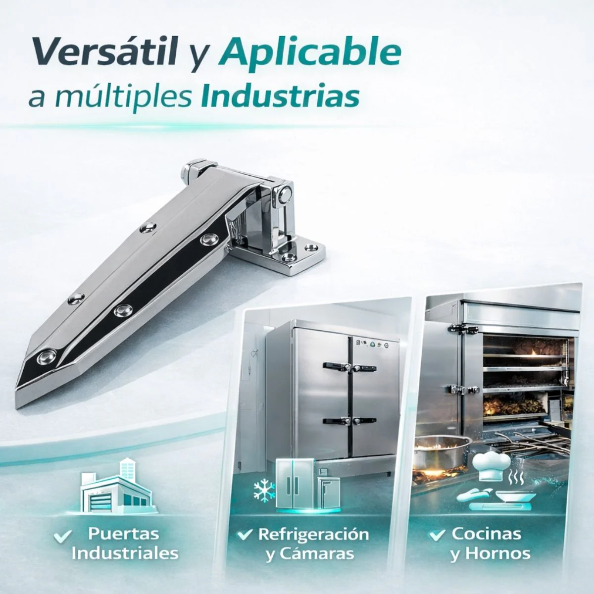 Bisagra Industrial De Acero Inoxidable Y Aleación De Zinc 10". Alta Resistencia A La Corrosión Para Uso En Cámaras Frigoríficas, Hornos Y Gabinetes. - Image 3
