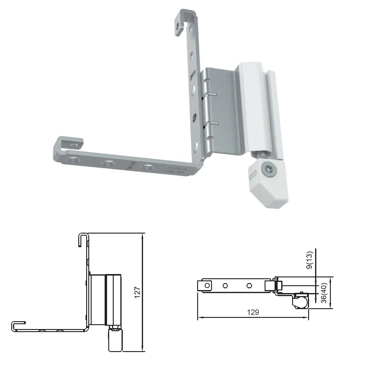 Bisagra Inferior Derecha Para Ventana Abatible Upvc Apertura Interior Color NEGRO
