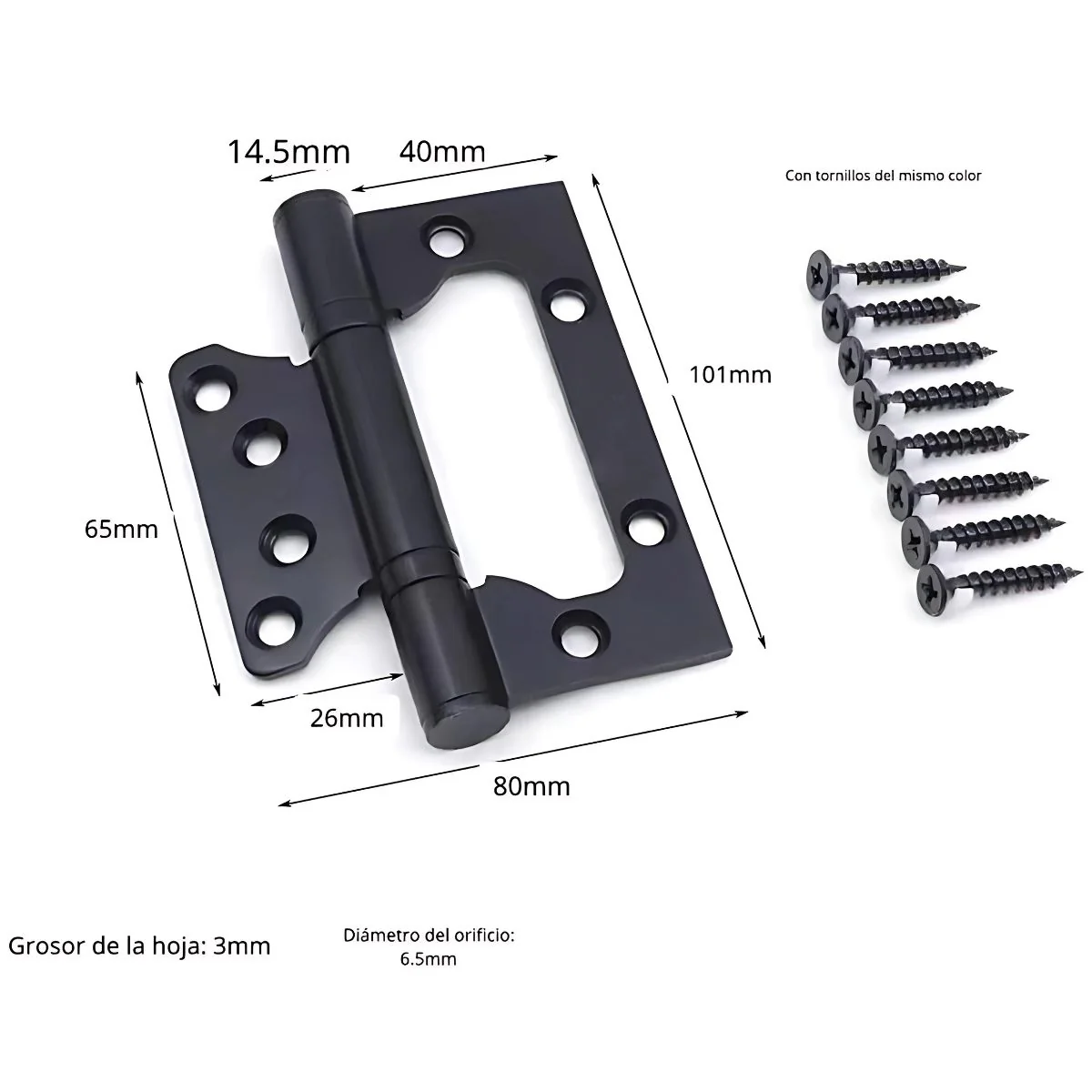 Bisagras Mariposa Para Puerta 4" X 3" X 3.0Mm. Acero Inoxidable. Color Negro. (Se Vende En Pares)