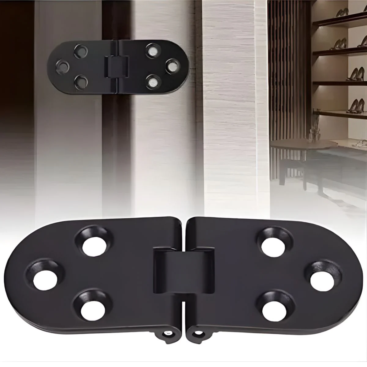 Bisagra Solapada Reforzada De Aleación De Zinc. Bisagra Sobrepuesta Para Puertas Y Muebles. Color Negro. - Image 2