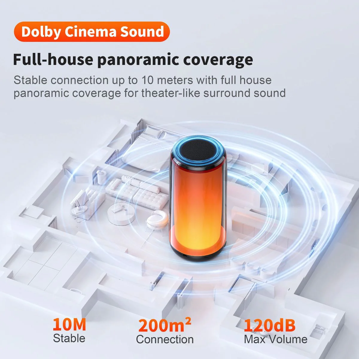 Bocina Altavoz Bluetooth 5.3 Portátil. IPX5, 10W. Speaker Parlante Con Luces LED. - Image 3