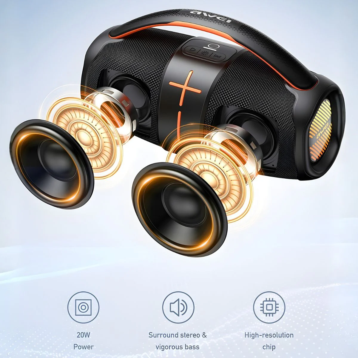 Bocina Bluetooth 5.3 Portátil De 20W RMS. Speaker Parlante Inalámbrico Doble Canal TWS. Altavoz Recargable Con Batería De 3600Mah Y Asa De Transporte. - Image 4
