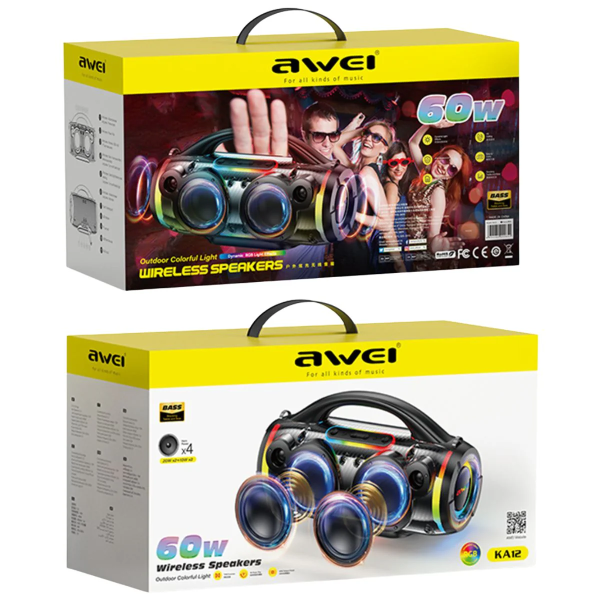 Bocina Bluetooth 5.3 Portátil De 60W RMS. Speaker Parlante Inalámbrico Con Luces LED RGB. Altavoz Recargable De Alta Potencia. - Image 4