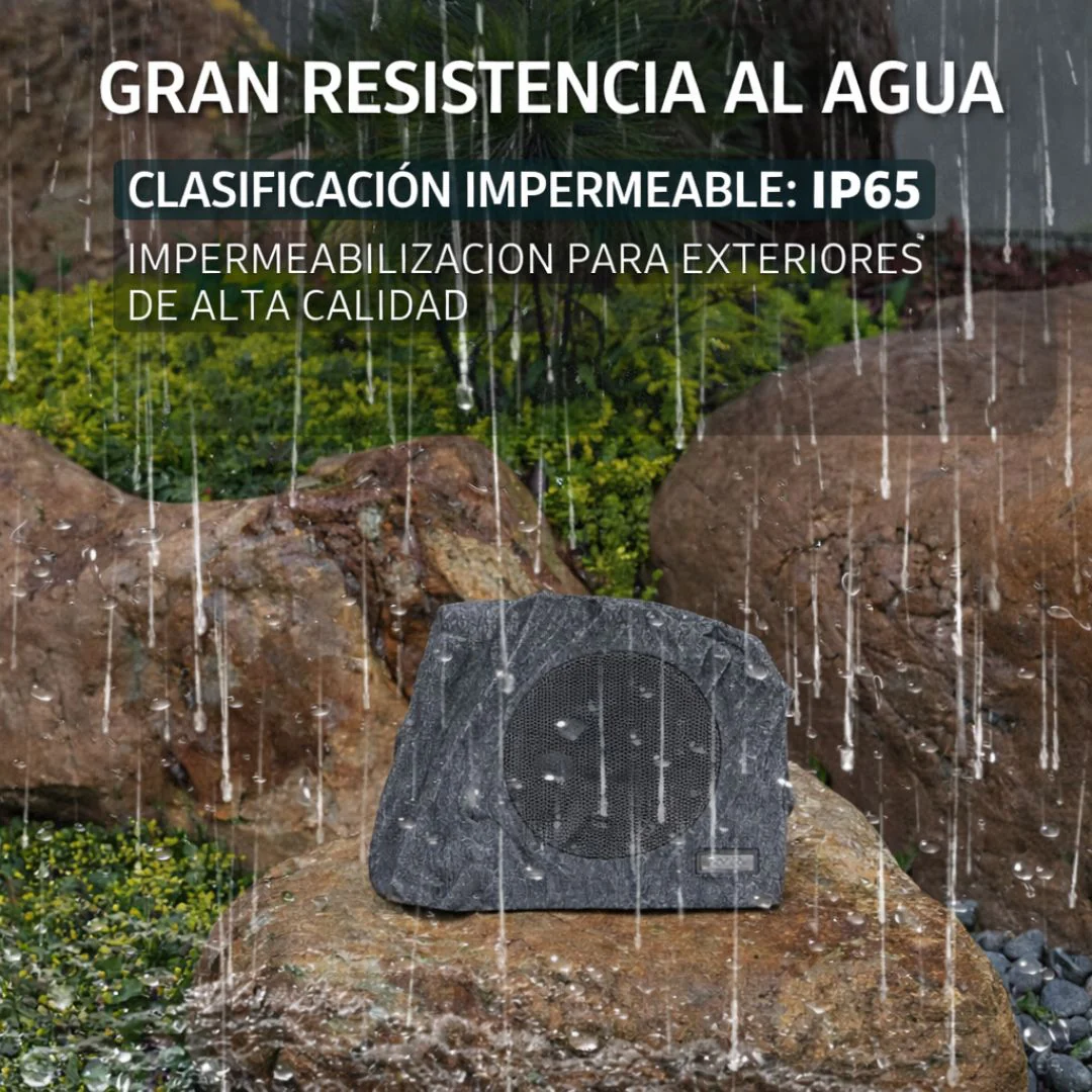 Bocina Bluetooth Estilo Piedra Con Control Remoto (IP65). Altavoz Con Panel Solar Para Exteriores(26.5×18×19.5Cm). Color Gris. - Image 3