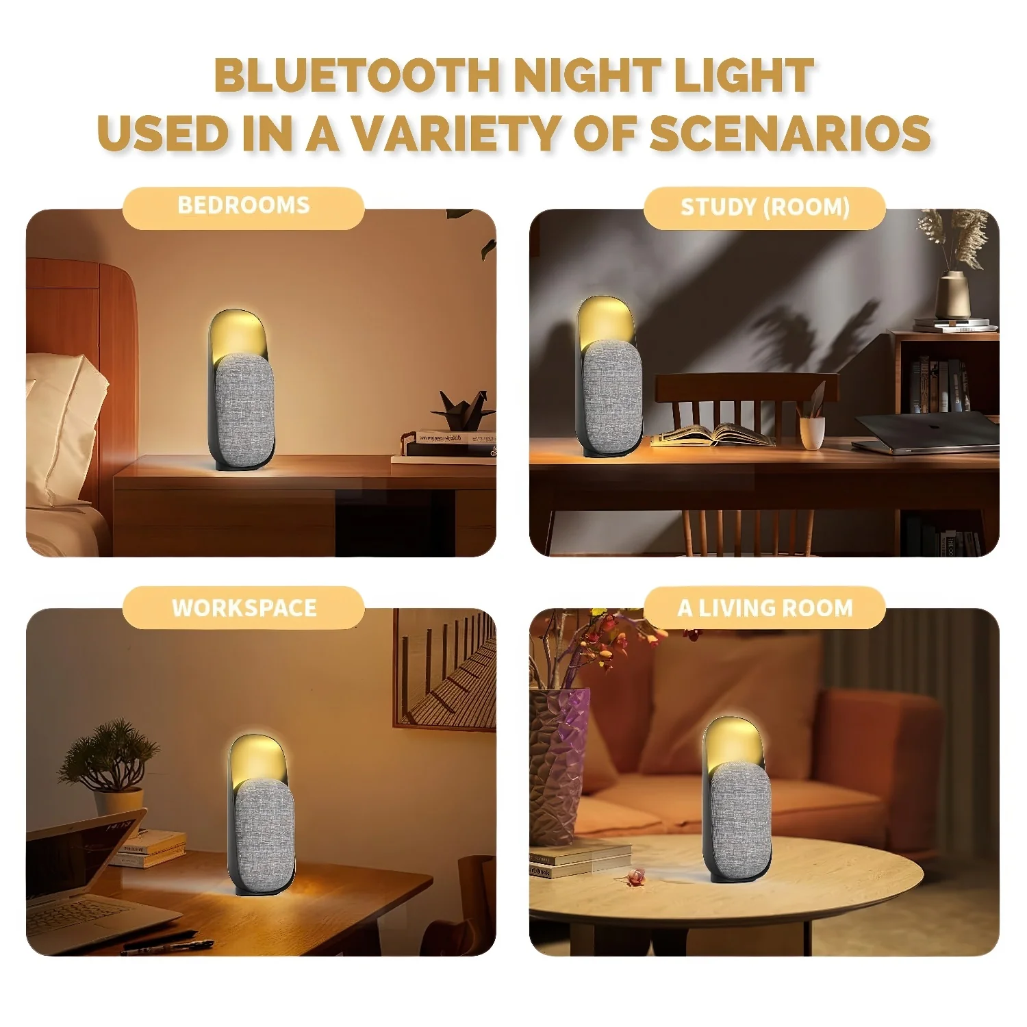 Bocina Negra Bluetooth Recargable Con Luz LED Cálida 3000K. Speaker Parlante Con Luces LED. - Image 3