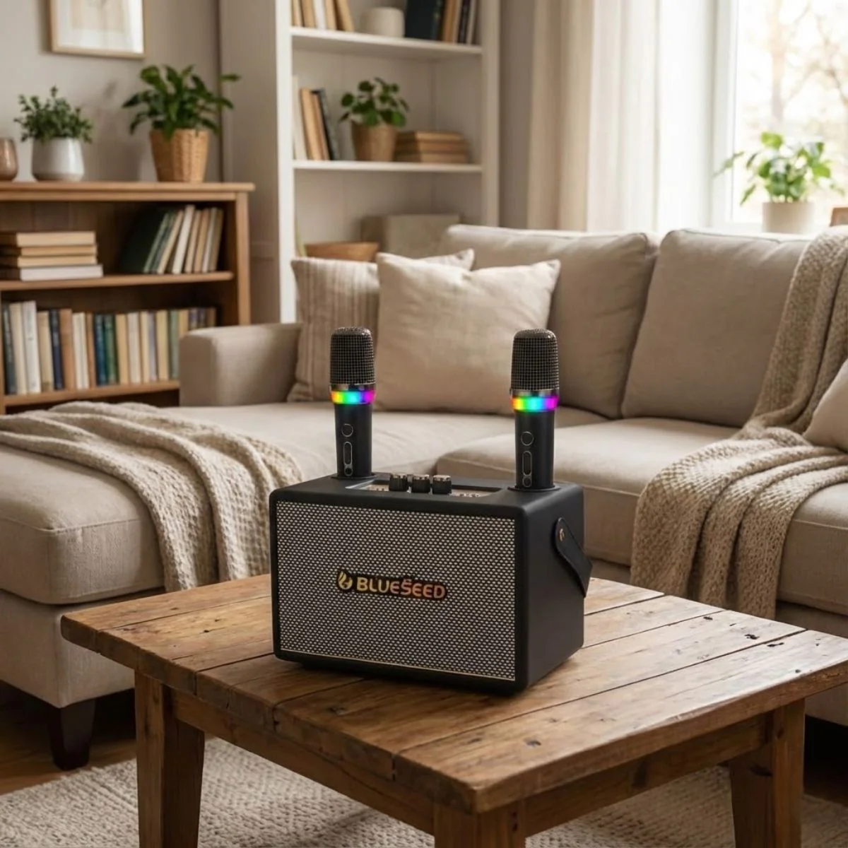 Bocina Portátil Con Dos Micrófonos Inalámbricos Para Karaoke. Speaker Altavoz Bluetooth Con FM, SD, AUX Y Batería 2400Mah. - Image 2