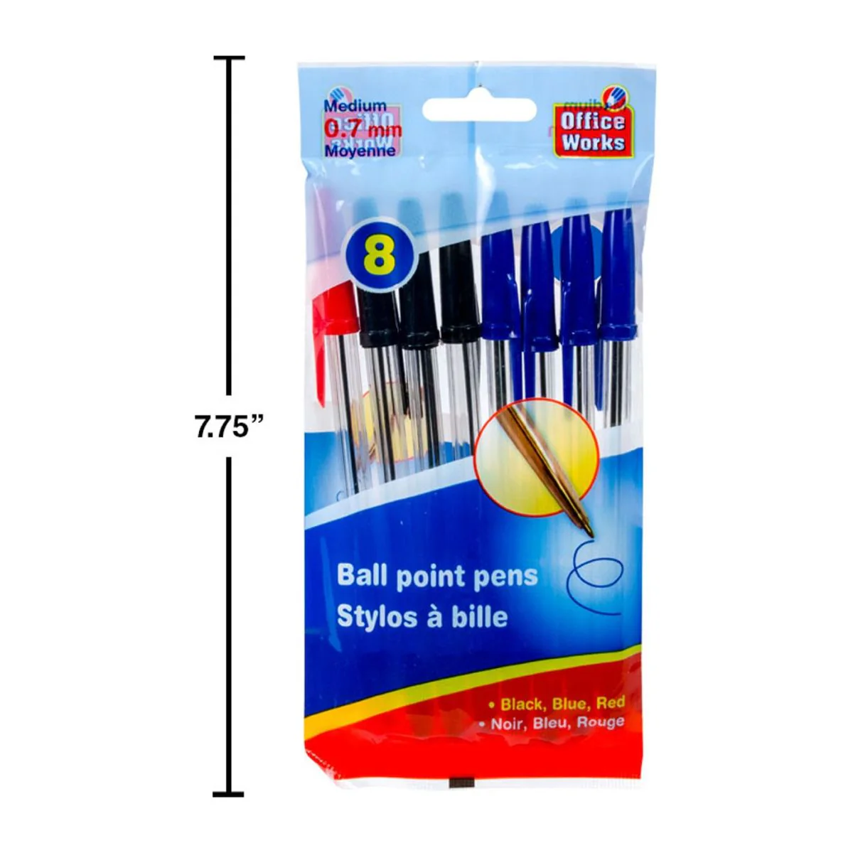 Bolígrafos De Bola De 6,25 "De 8 Piezas, 4 Negros, 3 Azules, 1 Rojo - Image 4