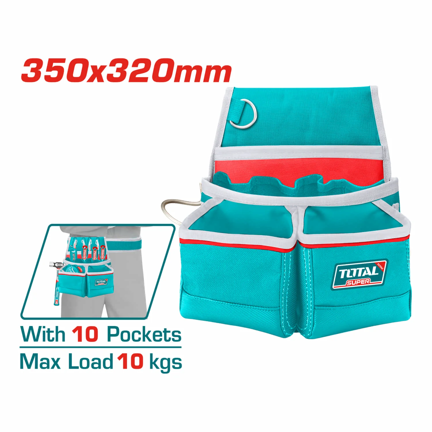 Bolsa Para Herramientas De Cinturón L35xw32cm. Con 10 Bolsillos Y Un Soporte Para Martillo. Max 10Kg. Cangurera. - Image 2