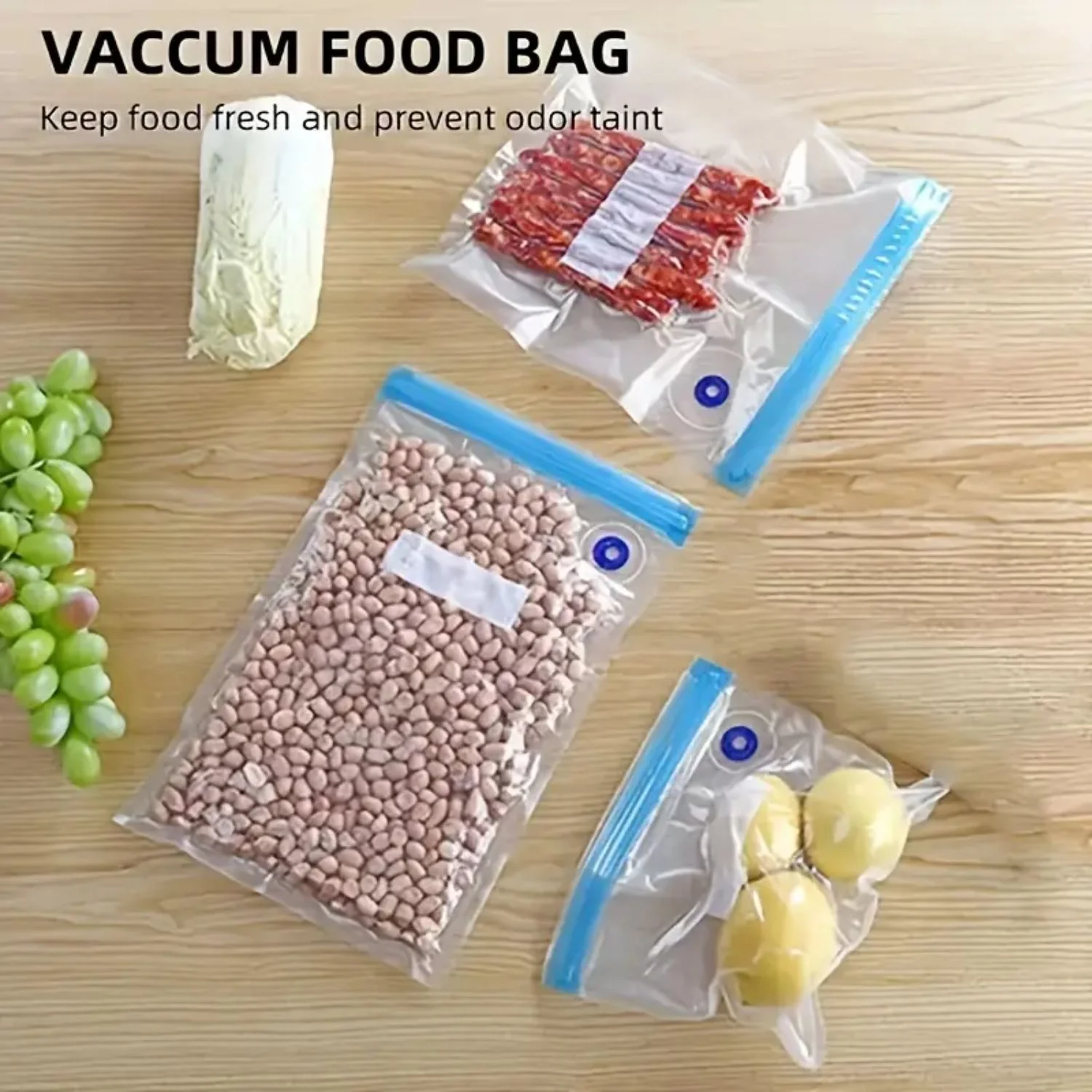 Bolsas De Sellado Al Vacío Para Alimentos. Reutilizable. Incluye Bomba Manual Y Clips. Resellable. Set De 15 Bolsas De 26X28cm, 26X34cm, 30X34cm. - Image 2