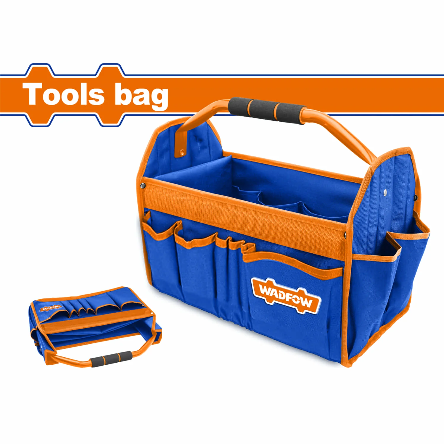 Bolso Caja De Herramientas De 16" Carga Máxima: 12Kg. Mango Acolchado. Construcción Plegable.