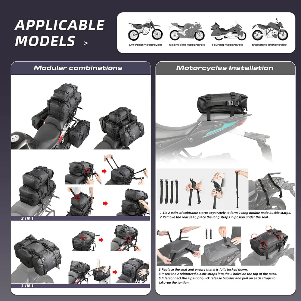 Bolso Impermeable Para Motocicleta 8L, Para Parte Trasera Rhinowalk - Image 2
