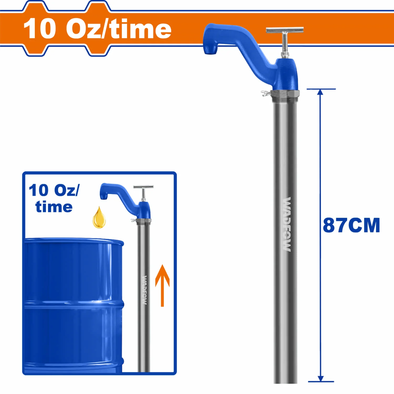 Bomba Aceite Manual 10Oz/Vez Long: 87Cm. Recubierto De Zinc. Grasera